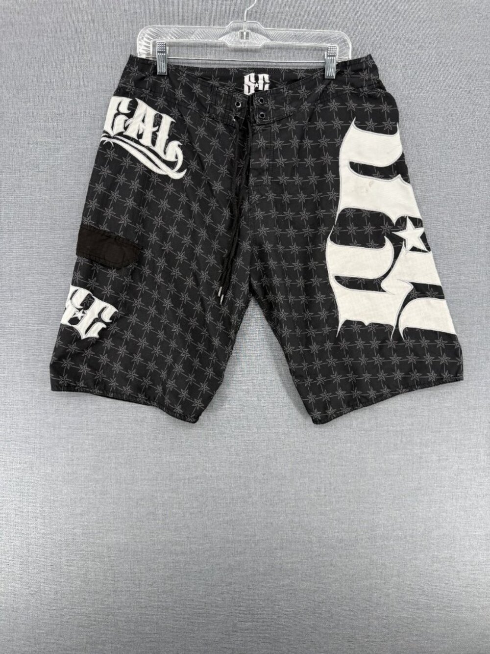 So Cal Board Shorts Mens 31 12" Embroidered Swim Trunks Grunge Y2K Drawstring
